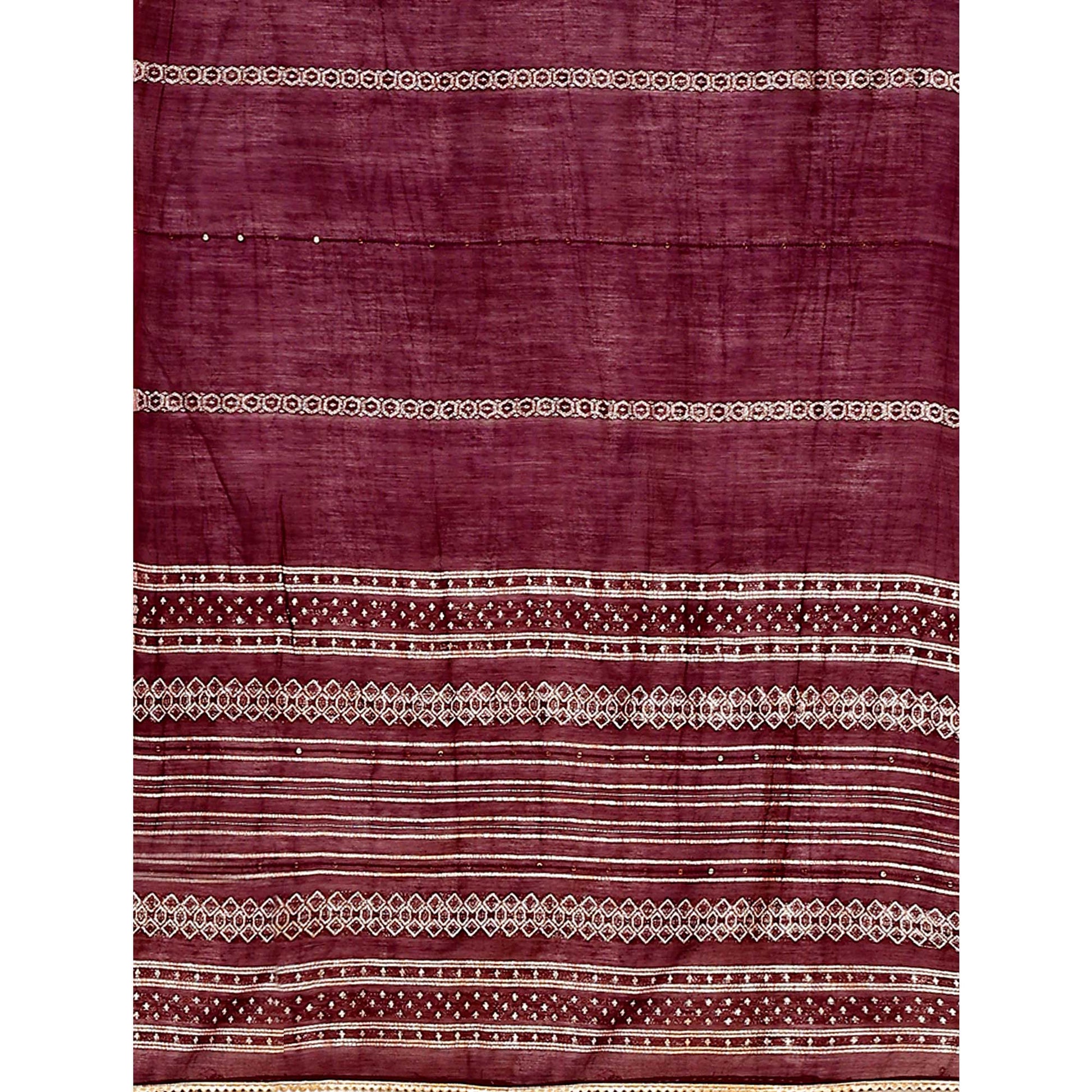 Dark Wine Mirror Embroidered Viscose Salwar Suit