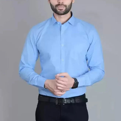 Frankshop Sky Blue Casual Cotton Shirt for Man