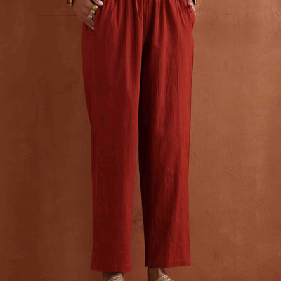 trueBrowns Rust Metallic Angrakha Kurta Set