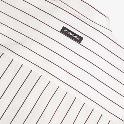 ALMOST GODS | ASSEMBLAGE STRIPE BOXY SHIRT { WHITE