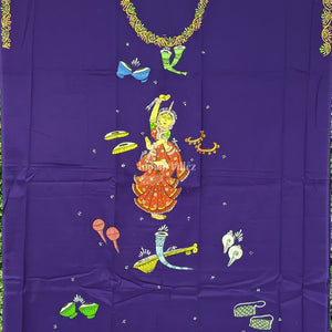 Purple Nartaki Theme Pattachitra Kurti Cotton Dress Material