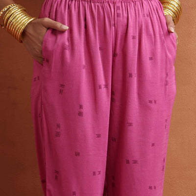 trueBrowns Pink Print Kaftan Kurta Co-ord Set