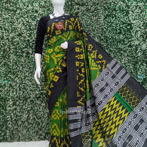 Green Black Pasapali  Sambalpuri Silk Saree