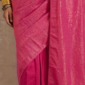 trueBrowns Pink Gold Metallic Ready To Wear Saree