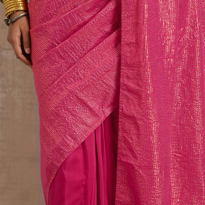 trueBrowns Pink Gold Metallic Ready To Wear Saree