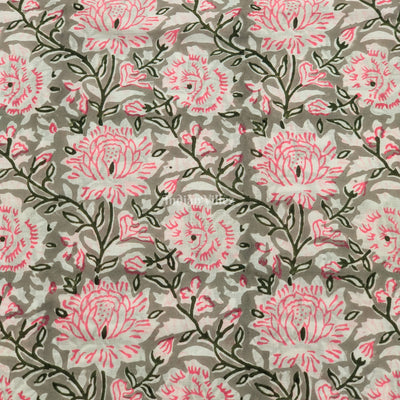 Multicolour Floral Hand Block Printed Cotton Fabric