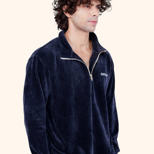 CERISE CORD HALF ZIP - NAVY BLUE