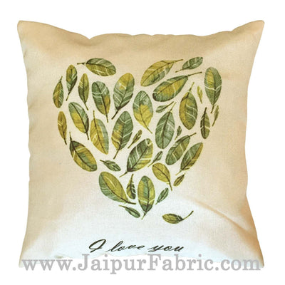 Jute Cushion Cover Digital Leaf Heart