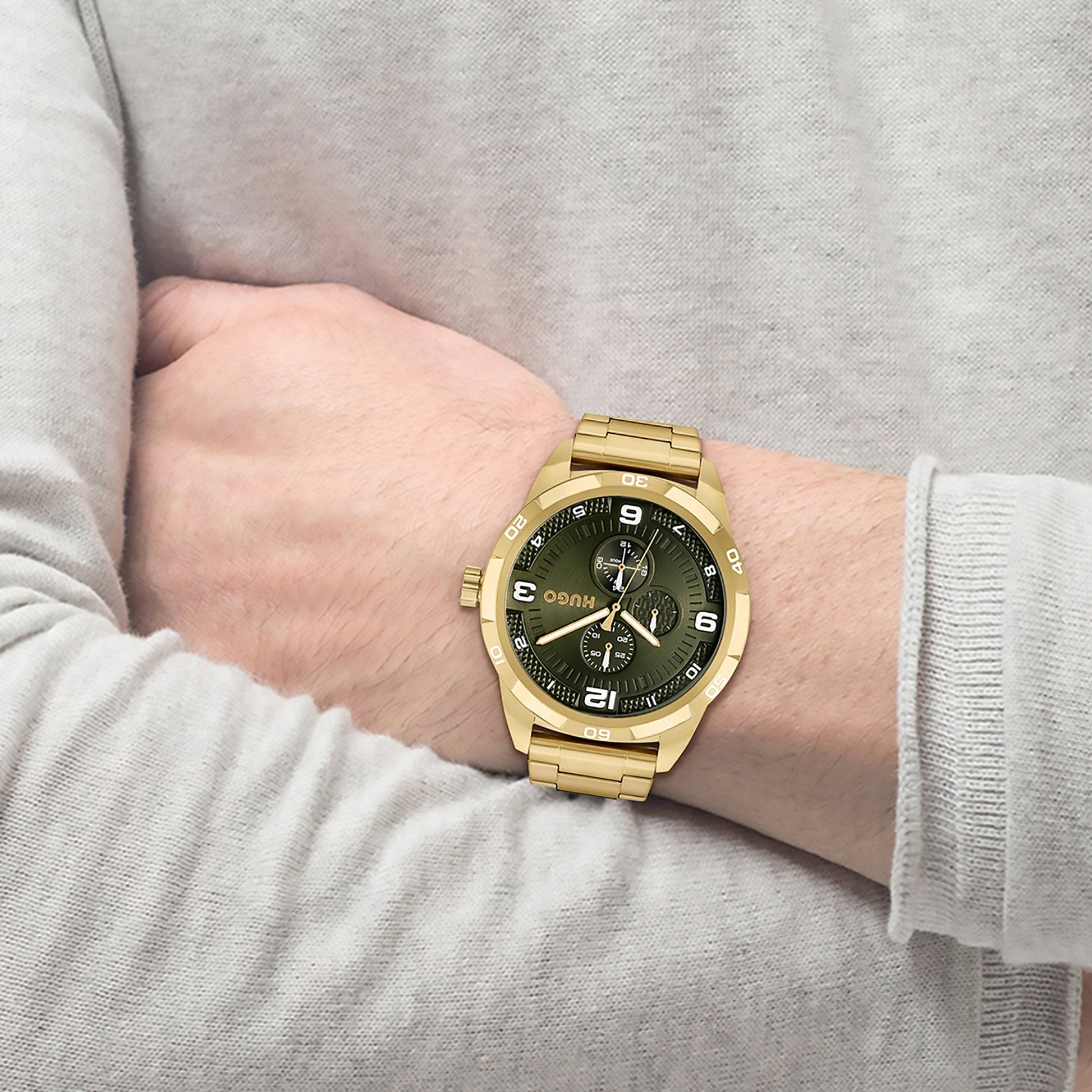 Grip Men Quartz Olive Green Dial Chronograph Stainless Steel Watch 1530277