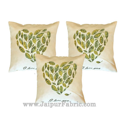 Jute Cushion Cover Digital Leaf Heart