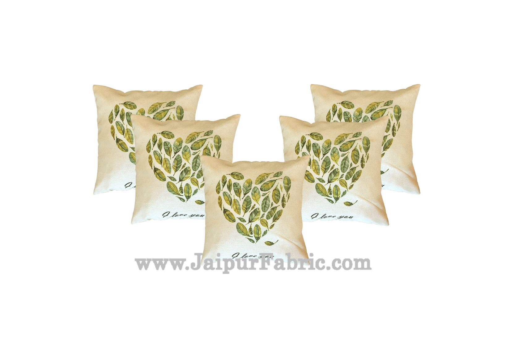 Jute Cushion Cover Digital Leaf Heart