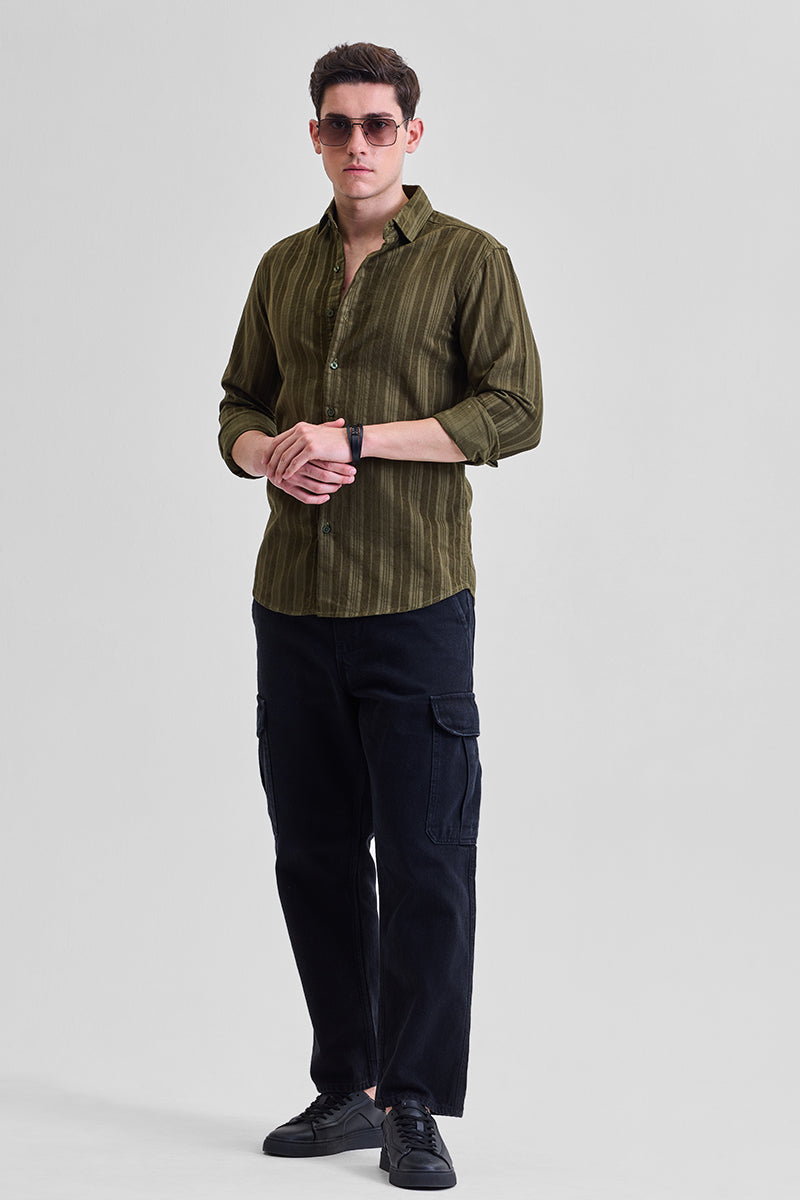 Olive Corduroy Slim Fit Shirt