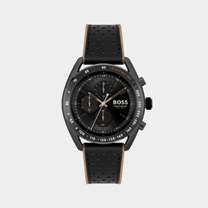 Center Court Men Quartz Black Dial Chronograph Leather Watch 1514022