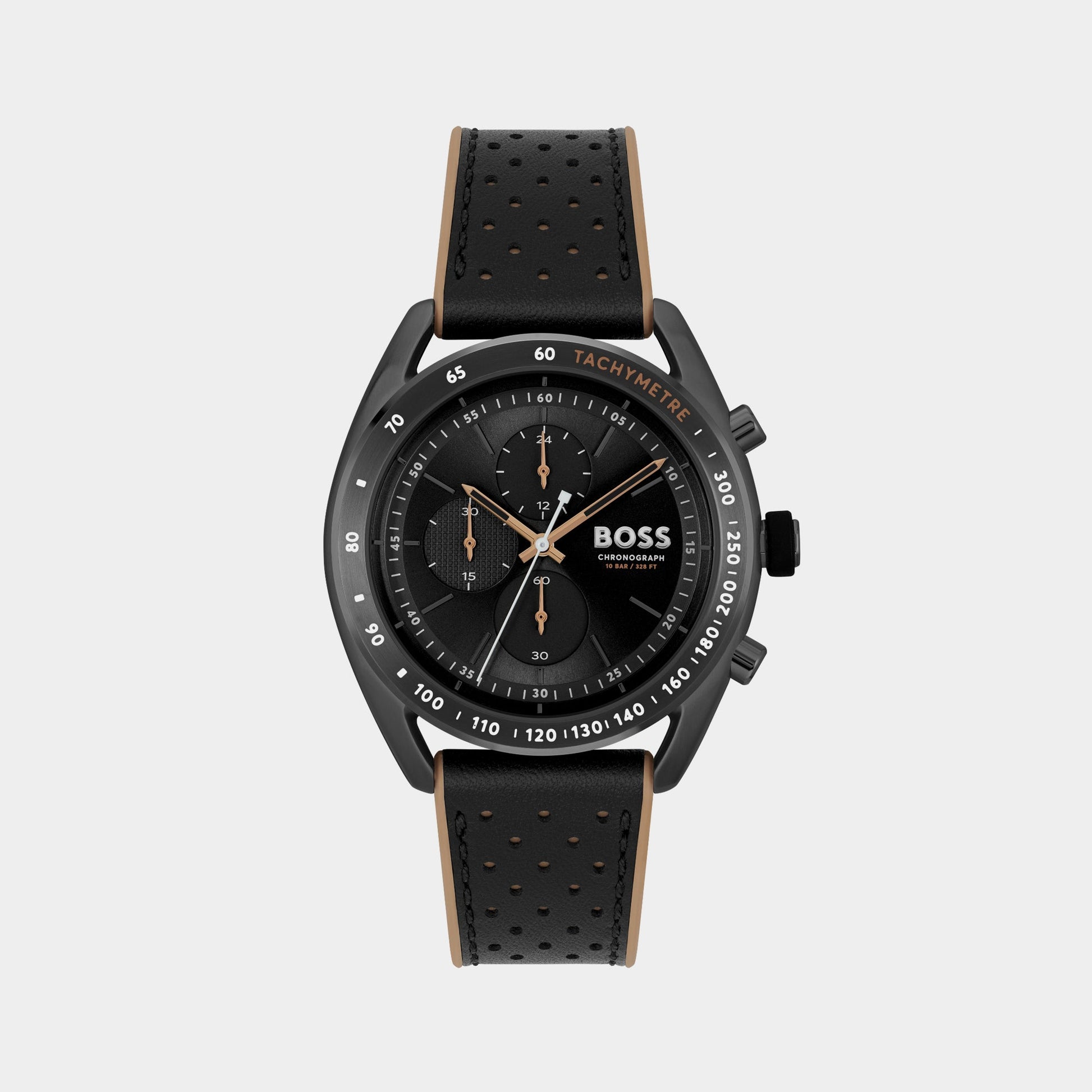 Center Court Men Quartz Black Dial Chronograph Leather Watch 1514022