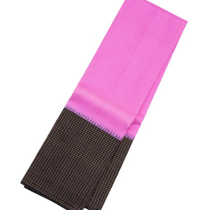 Bubble-gum Pink Handloom Kanchipuram Korvai Silk Saree With Black Border