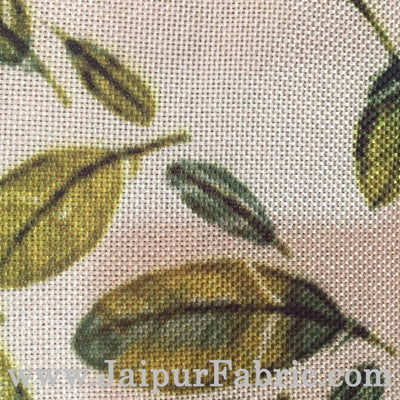 Jute Cushion Cover Digital Leaf Heart