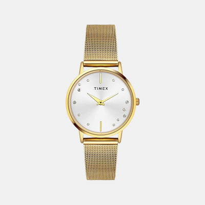 Fashion Women Quartz White Dial Analog Stainless Steel Watch TWEL15601