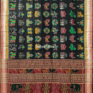 Black Nabakothi Nabarangi Khandua Silk Saree