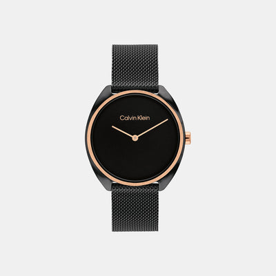 Ck Adorn Women Quartz Black Dial Analog Mesh Watch 25200272