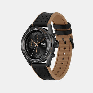 Center Court Men Quartz Black Dial Chronograph Leather Watch 1514022