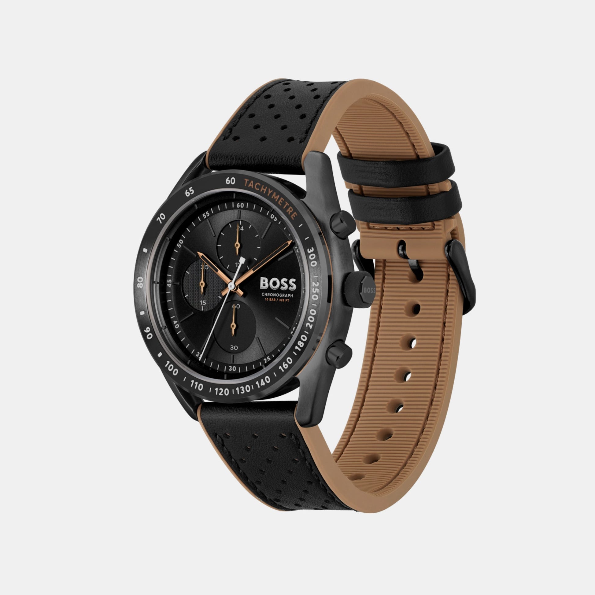 Center Court Men Quartz Black Dial Chronograph Leather Watch 1514022