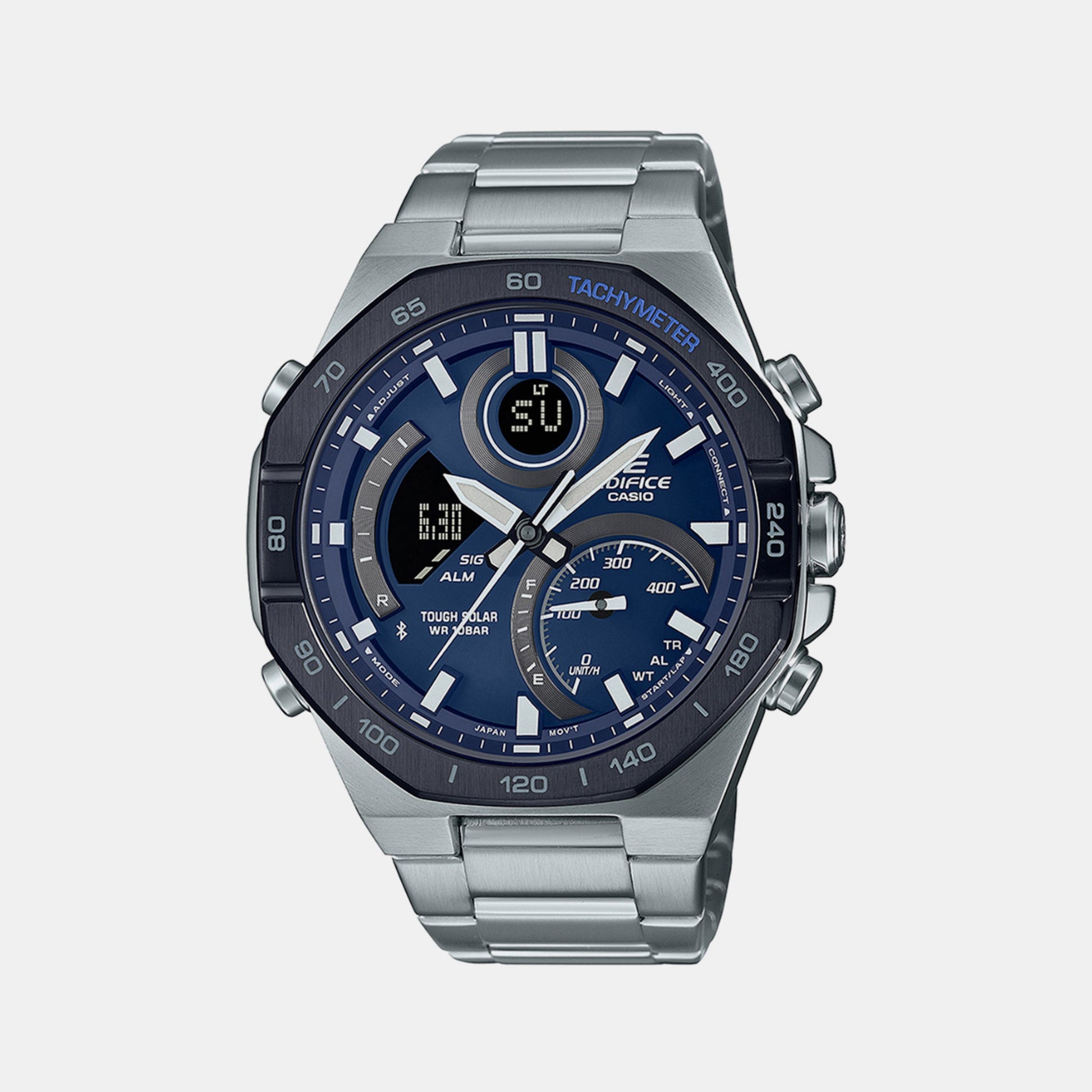 Edifice Men Quartz Blue Dial Analog-Digital Stainless Steel Watch EX555