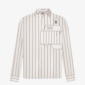 ALMOST GODS | ASSEMBLAGE STRIPE BOXY SHIRT { WHITE