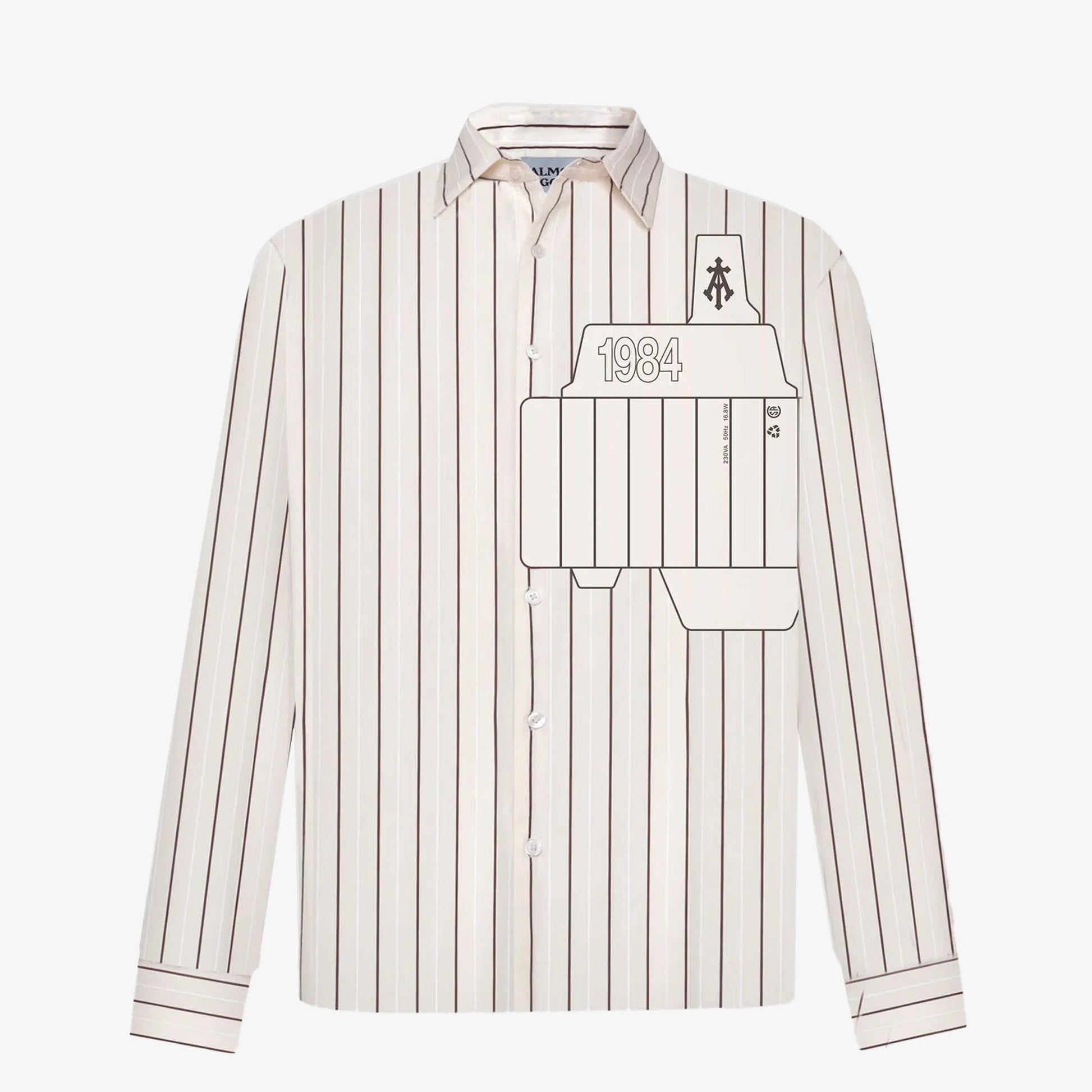 ALMOST GODS | ASSEMBLAGE STRIPE BOXY SHIRT { WHITE