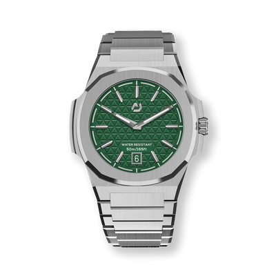 Nuun Official MT Silver Men Analogue Watch Green Dial With Silver Marker - MT Silver 40.5mm
