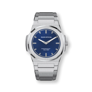Nuun Official MS Silver Men Analogue Watch Blue Dial With Silver Marker - MS Silver 38mm