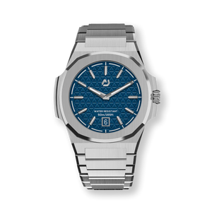 Nuun Official MT Silver Men Analogue Watch Blue Dial With Silver Marker - MT Silver 40.5mm