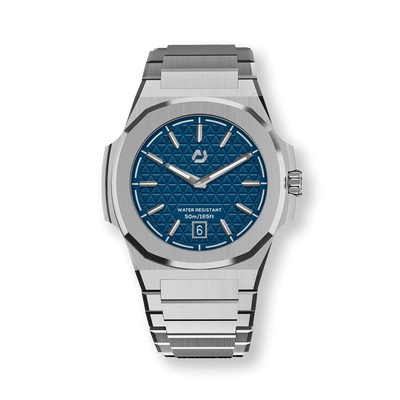 Nuun Official MT Silver Men Analogue Watch Blue Dial With Silver Marker - MT Silver 40.5mm