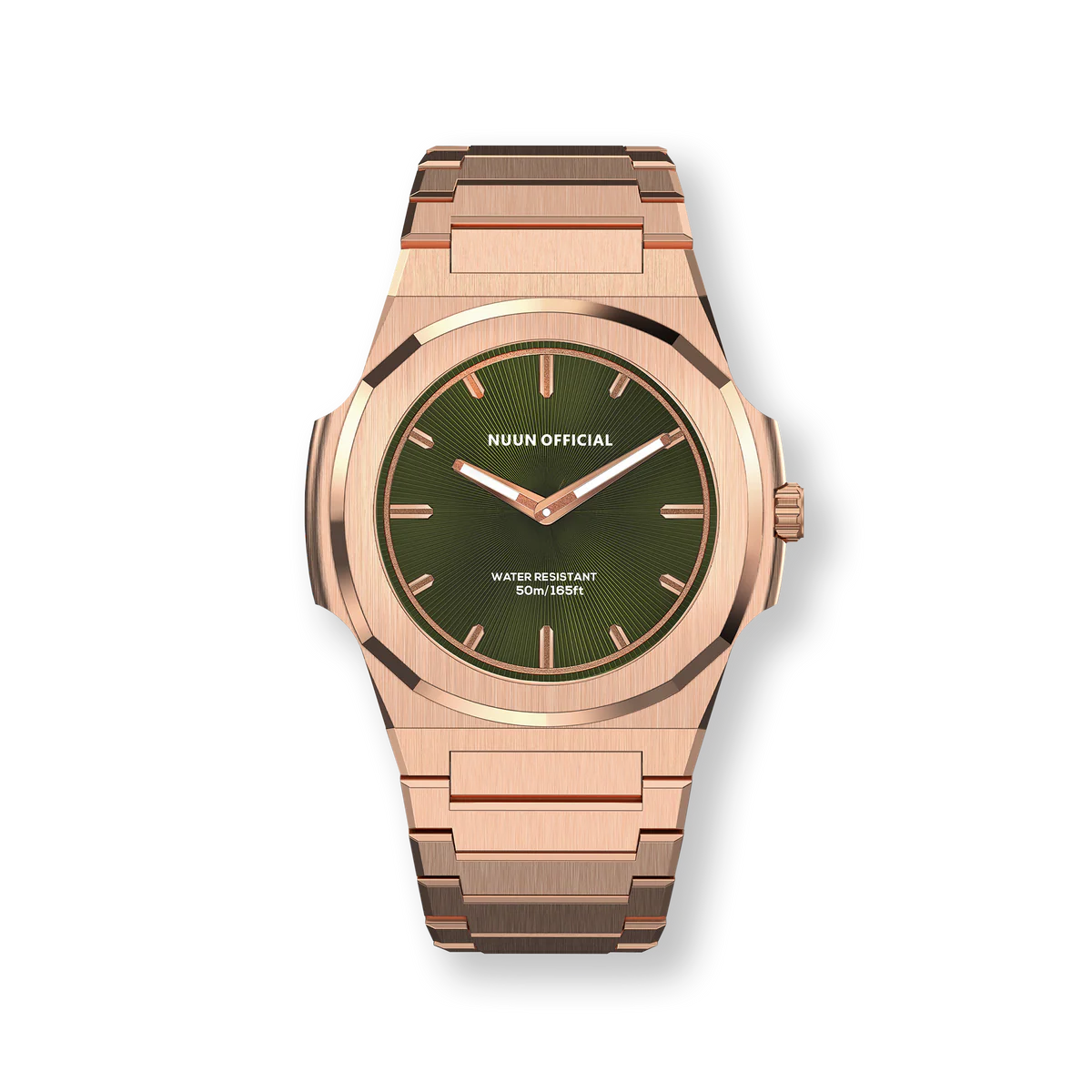 Nuun Official MS Rosegold Men Analogue Watch Green Dial With Gold Marker - MS Rosegold 38mm