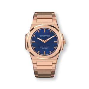 Nuun Official MS Rosegold Men Analogue Watch Blue Dial With Gold Marker - MS Rosegold 38mm