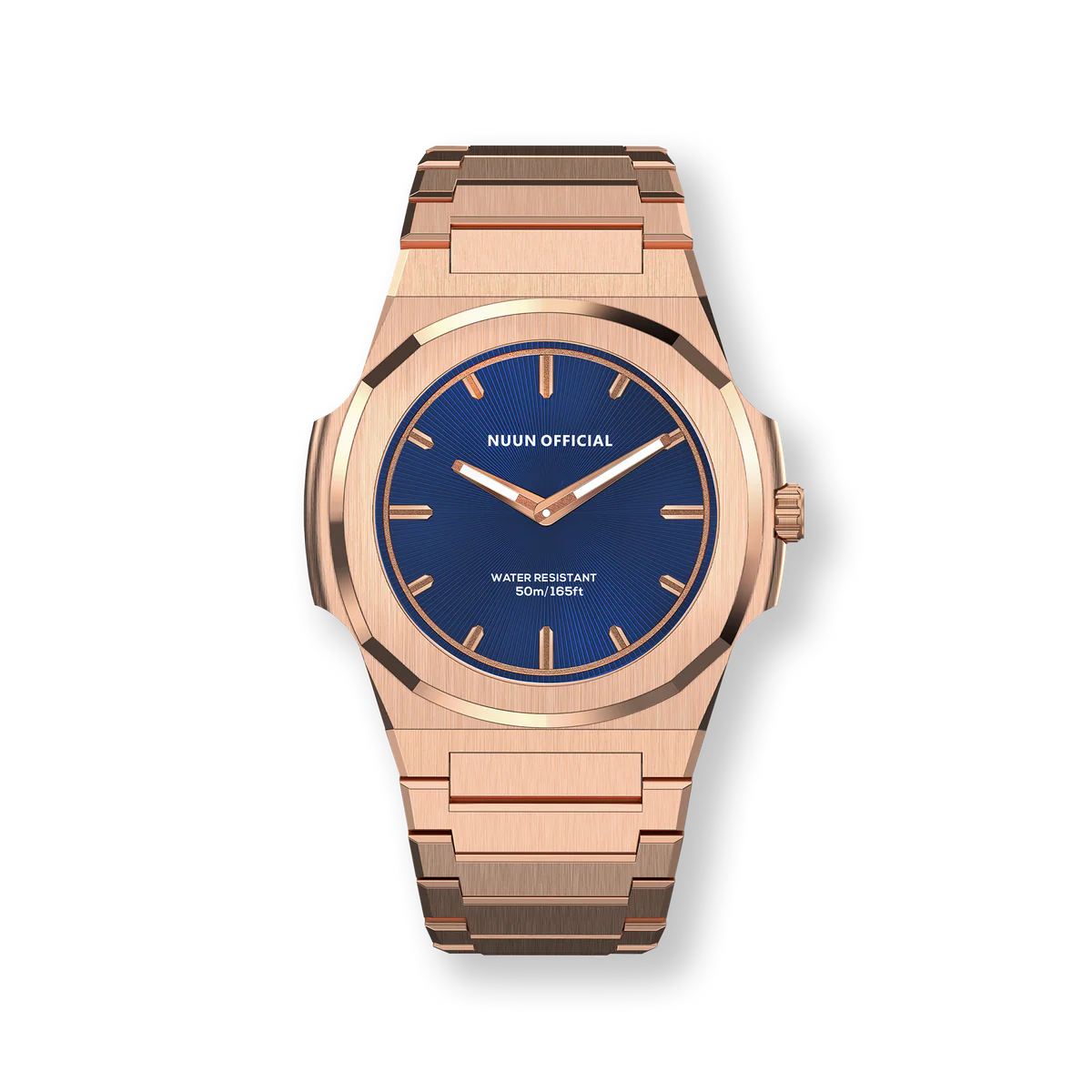 Nuun Official MS Rosegold Men Analogue Watch Blue Dial With Gold Marker - MS Rosegold 38mm