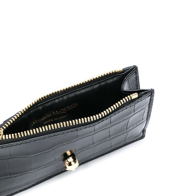 Alexander McQueen Skull zipped leather card case