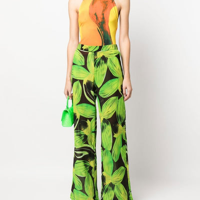 Louisa Ballou Printed wide leg trousers