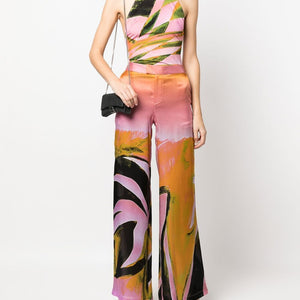 Louisa Ballou Printed wide leg trousers