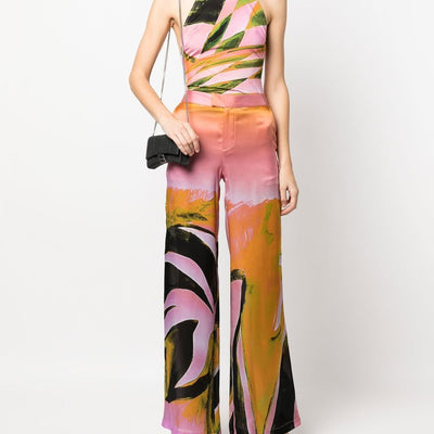 Louisa Ballou Printed wide leg trousers