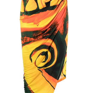 Louisa Ballou Long printed draped skirt