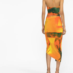 Louisa Ballou Long printed draped skirt