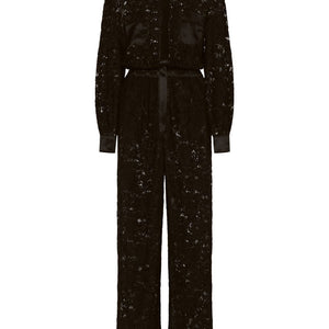 Dolce & Gabbana lace-trim long-sleeve jumpsuit