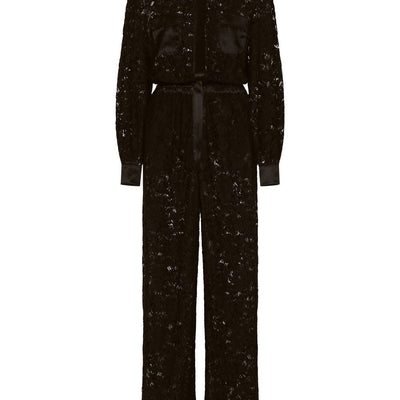 Dolce & Gabbana lace-trim long-sleeve jumpsuit