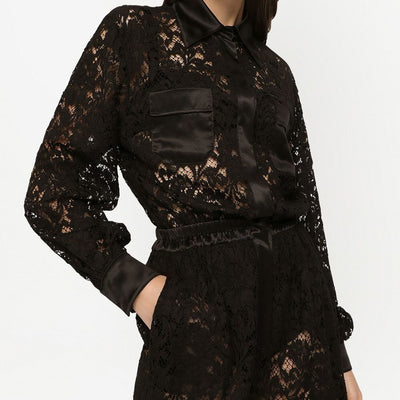 Dolce & Gabbana lace-trim long-sleeve jumpsuit