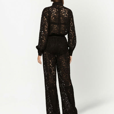 Dolce & Gabbana lace-trim long-sleeve jumpsuit