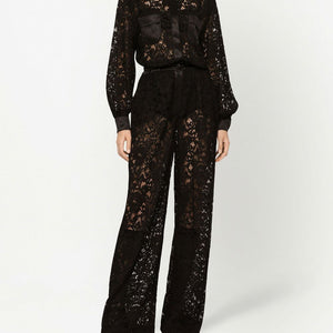 Dolce & Gabbana lace-trim long-sleeve jumpsuit