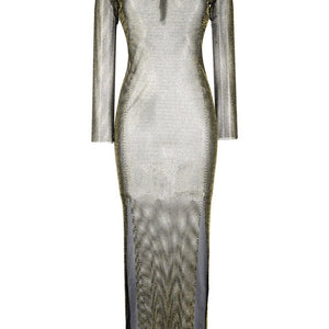 Santa Brand Rhinestones embellished long dress
