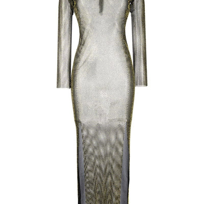 Santa Brand Rhinestones embellished long dress