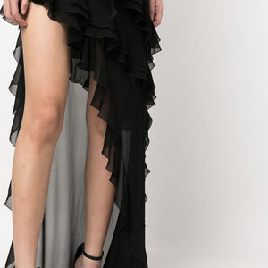Alessandra Rich Ruffles detail silk georgette evening dress