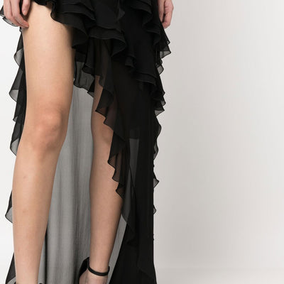 Alessandra Rich Ruffles detail silk georgette evening dress
